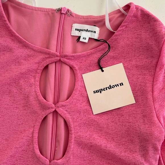 New Superdown pink long sleeve Pamela cut out dress XS - Picture 4 of 4